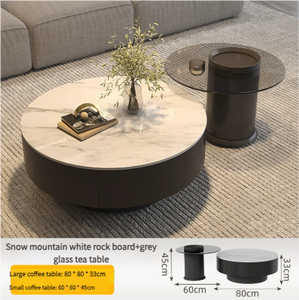 Factory Is In-stock Solid Wood <strong>Marble</strong> <strong>Coffee</strong> <strong>Table</strong> <strong>Set</strong> Is Suitable for Living Rooms and Apartments. - Product Image 3