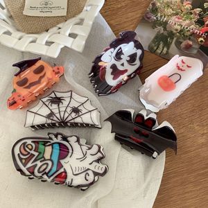 Liwu New Halloween Spider Heart Pumpkin tóc phụ kiện ma nhỏ sọ trang trí Acrylic tóc clip cho sử dụng hàng ngày - Product Image 1