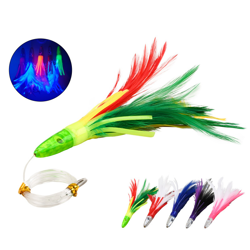 Leurre De Pêche Thon Gros Gibier - Plume Trolling Jupe - 7g - Vert - Plastique - Neuf