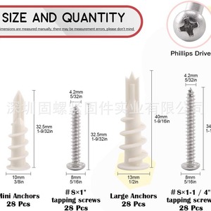 Nylon Drywall Expansion Screws 112Pcs Hammer Drive Anchors With Self Tapping Screws Metric Grade A General Industry Use - Product Image 5