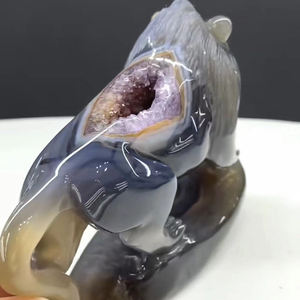 ขายส่งที่มีคุณภาพสูงที่สมจริงอัญมณีมือแกะสลักสัตว์ประติมากรรมอเมทิสต์โมราคลัสเตอร์สิงโตสำหรับตกแต่งบ้าน - Product Image 6