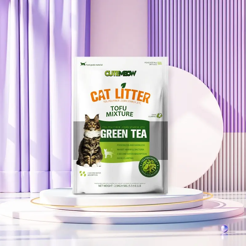 Sable de litière pour chat ToFu de matière première de thé vert