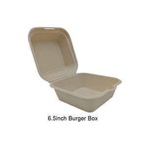 Caixa de Almoço Descartável de Papel Bagasse Ecológica, Fácil de Transportar, Formato Quadrado para Hambúrgueres - Product Image 6