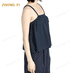 2024 ODM <span class=keywords><strong>DEM</strong></span> Color personalizado Estampado de puntos Correa de hombro elástica Top Escote cuadrado elástico Lino Algodón Casual Cute Street Top - Product Image 3