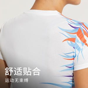 Women's Slim Sports Quick-Drying Top Short-Sleeved <b>Badminton</b> Tennis Print Fitness Suit for Outdoor Running Customizable OEM Team - Product Image 6