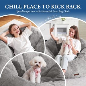 Large <strong>Grey</strong> Adult <strong>Bean</strong> <strong>Bag</strong> Sofa Chair Comfortable Giant <strong>Bean</strong> <strong>Bag</strong> for Reading Spacious Design-Upholstered Durable Fabric - Product Image 6
