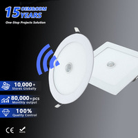 Plafonnier LED encastré rond à détecteur de mouvement pour la maison, haute luminosité, 15w 18w 22w 12w
