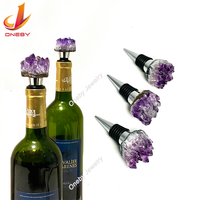 Bouchon de bouteille de vin en améthyste rose sculptée à la main, en pierres naturelles brutes, vente en gros, accessoires de bar, artisanat d'amour, pierres précieuses