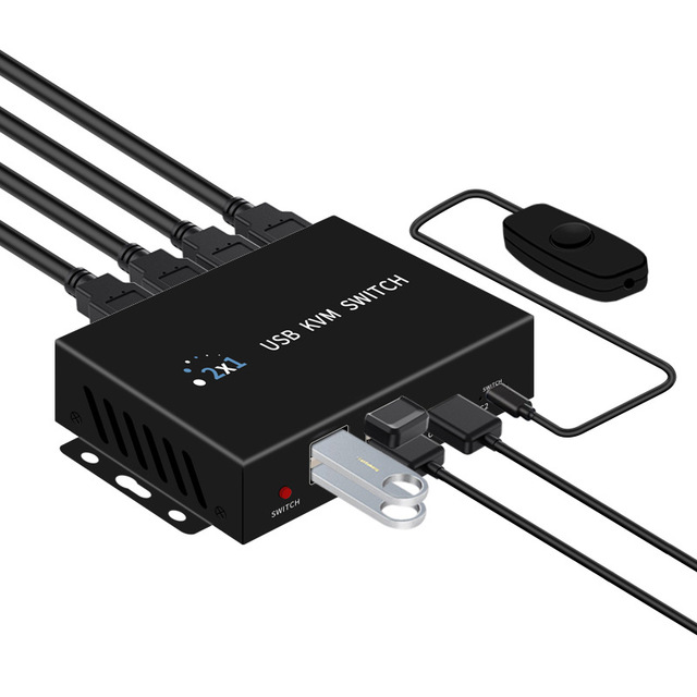 8K HDMI KVM Switch 2 Port - Support Ultra HD 8K and 4 USB 3.0 Selecter for 2 Computers Share Keyboard Mouse Printer