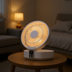 Ventilador Plegable de Mano D0100XU4MAY de Tres Velocidades, 5W, Recargable por USB, con Luz Nocturna, Control Remoto, para Uso Doméstico, de Plástico Blanco, con Motor DC - Product Image 2