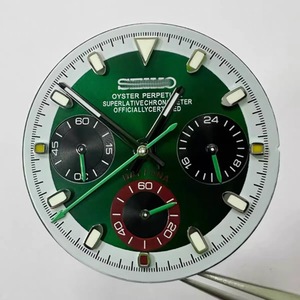 Nuevos accesorios para reloj, cronógrafo de tres ojos, esfera de 29,5 MM con luminiscencia verde y manecillas compatibles con movimiento de cuarzo VK63 - Product Image 4