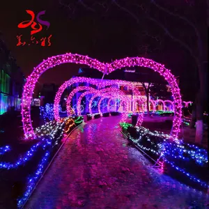 Arco de luz LED con forma de corazón para decoración de boda, arco para decoración de calle al aire libre, 3D, novedad de 2023