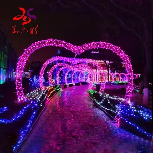 Street Motif Decoration Motif Light 2023 New Wedding Decoration LED Heart Arch Light Outdoor Street Arch Decoration 3D Arch Motif Light