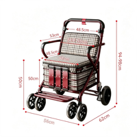 Déambulateur léger et chariot de courses pour seniors, chariot de mobilité pliable avec siège et panier de rangement pour personnes âgées, pour la marche et les courses