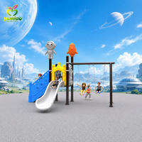 Équipement de terrain de jeu extérieur sur le thème de l'espace personnalisé, toboggan et balançoire pour enfants, qualité commerciale pour parc, école, jardin