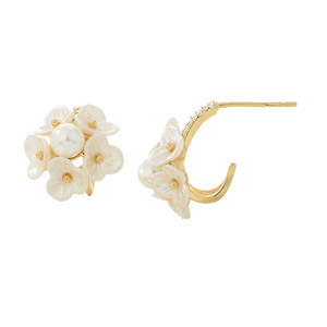 ED68483 Boucles d'oreilles rétro pétale de coquillage français pour la conception de valeurs aberrantes féminines - Product Image 1