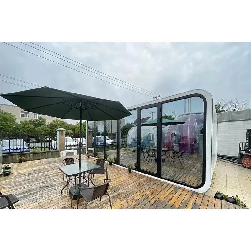 Star E50 Apple Cabin House con baño y dormitorio para Turquía/edificios prefabricados Flatpack Glass Ready Container House