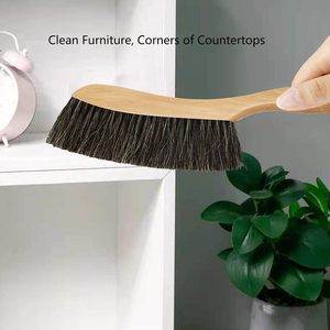 Brosse à poils de cheval à manche en bois, balai à poussière pour le nettoyage de la maison, dépoussiéreur pour comptoir, meubles, banc, cheminée, nettoyage - Product Image 4