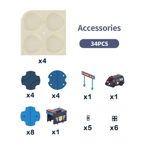 <span class=keywords><strong>Jeu</strong></span> <span class=keywords><strong>de</strong></span> Construction Éducatif DIY Labyrinthe Routier Logique 34 Pièces avec Voiture <span class=keywords><strong>de</strong></span> Police Électrique Son et Lumière pour Enfants - Product Image 4