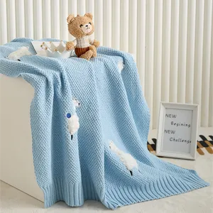 Couverture de bébé tricotée en jacquard de mouton mignon super confortable pour les enfants et les nouveau-nés SX