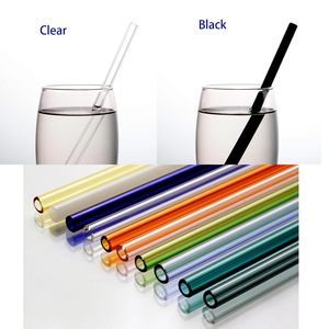 Factory Wholesale 8mm Eco-Friendly Reusable Borosilicate Glass Straw <b>Straight</b> Bent Multi-Color Clear Crystal Glass Straw - Product Image 2