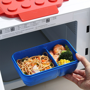 Boîte à lunch créative style blocs de construction Deux compartiments détachables sans BPA Passe au <span class=keywords><strong>lave</strong></span>-<span class=keywords><strong>vaisselle</strong></span> Boîte à bento pour enfants - Product Image 4