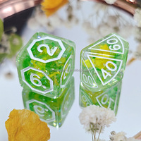 Ensemble de dés RPG personnalisés DND en résine avec fleurs réelles, dés transparents pour D&D, dés pour jeux de table Dungeon and Dragons