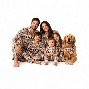 Polyester pyjamaset met digitale print, lange mouwen, voor volwassenen, kerst-thema, casual loungewear, geschikt voor meerdere seizoenen, OEM - Product Image 5