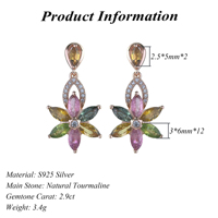 Boucles d'oreilles pendantes en argent sterling 925 plaqué or rose avec tourmaline naturelle taille marquise en forme de fleur, vente en gros d'usine, cadeau pour femme