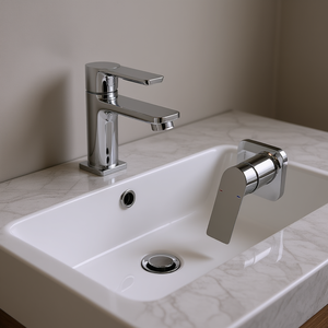 Grifo de Lavabo Moderno Tipo Cascada, Monomando, Cromado, Montado en la Pared - Product Image 2