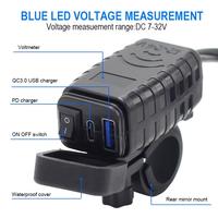 Interrupteur électronique à affichage numérique pour bateaux et motos, avec charge rapide PD3.0+QC3.0, haute et basse tension, et fonction de sangle de fixation