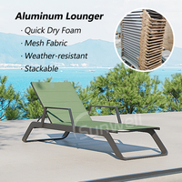 Chaise longue de luxe en aluminium, transat empilable pour piscine, plage, hôtel/villa et parc, en métal, pour bronzer au bord de la piscine