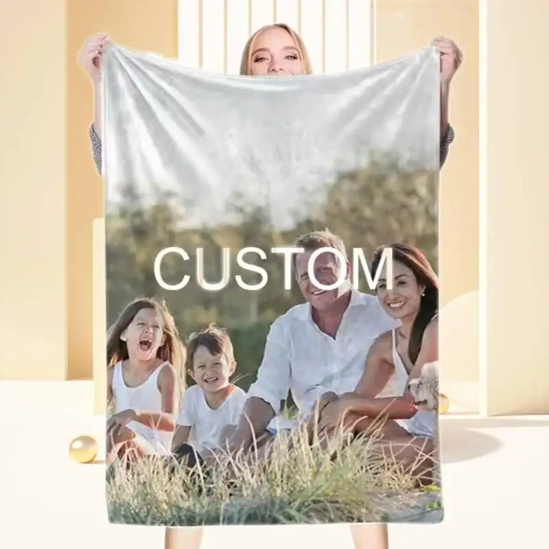 Poliéster barato suave borroso foto sublimación personalizada niños visón franela polar mantas de cama Drop Shipping