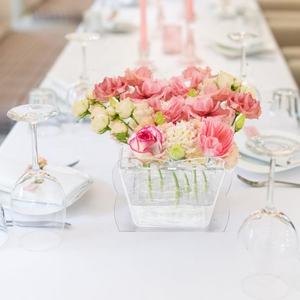 Long Acrylique Rectangulaire Fleur <span class=keywords><strong>Vase</strong></span> Clair Bas Arrangement Floral 24 Trous pour La Fête De Mariage De Bureau À Domicile - Product Image 3