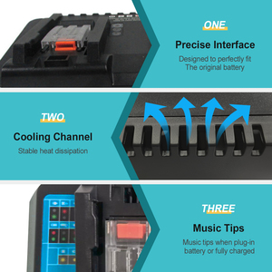 Sistema de Refrigeración Súper Rápido de Doble Puerto 9A*2, Reemplazo para <span class=keywords><strong>Cargador</strong></span> de Batería <span class=keywords><strong>Makita</strong></span> de 14.4v 18v, Kit Combinado de Herramientas DC18RD DC18RC - Product Image 2