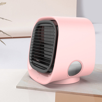 Mini ventilateur rafraîchisseur d'air évaporatif USB en plastique avec 3 vitesses, ions négatifs et veilleuse pour usage extérieur