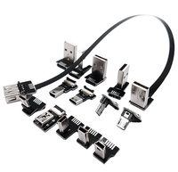 Ángulo de 90 grados FPC Flat Flex Thin USB a hembra a macho Cable de carga Micro-USB Trenza Blindaje para cámara Computadora en stock