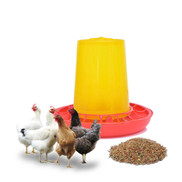 Seau d'alimentation rond en plastique pour poulets, canards et oies, rouge et jaune, mangeoire automatique pour volailles, équipement d'alimentation pour l'élevage à domicile et en extérieur
