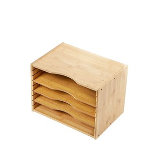Bicheng Bamboo Desktop <b>File</b> Organizer 4 Tier Adjustable Office Document <b>Storage</b> Minimalist Style Home Office Use - Product Image 4