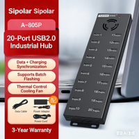 Hub USB 2.0 Sipolar A-805P à 20 ports avec construction métallique, accessoires pour ordinateur portable/PC, station de charge pour téléphone 120W - En stock