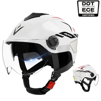 Casque de moto unisexe demi-face à double visière, taille unique réglable, homologué DOT, fermeture rapide, toutes saisons, sécurité, antichoc