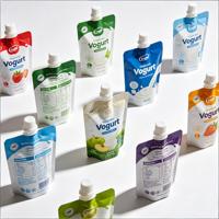Sachets d'emballage pour yaourt en Mylar à bec verseur, personnalisables, avec bouchon, pour boissons rondes