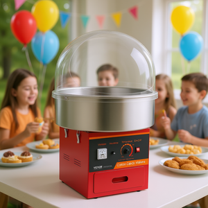 Máquina de Algodón de Azúcar Vevor de 1000W con Recipiente de Acero Inoxidable, Cuchara para Azúcar, Cajón, Uso Comercial, Fiestas Infantiles, Cubierta Roja - Product Image 2