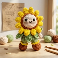 Pendentif de sac poupée tournesol au crochet fait main, porte-clés mignon, cadeau d'anniversaire