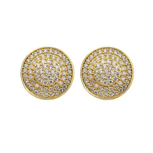 Unusual Geometric Stud Earring Jewelry Silver Large Round Crystal Gemstone Gold Plated Big Statement Earrings In Bangladesh