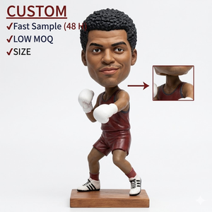 ตุ๊กตาบ็อบเบิ้ลเฮดนักมวยแบบกำหนดเอง งานฝีมือเรซิ่น ของที่ระลึกนักกีฬาฮีโร่ส่วนบุคคล รูปปั้นนักมวยสั่งทำพิเศษ สำหรับของที่ระลึกทางธุรกิจ - Product Image 6
