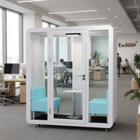 Cabine de bureau insonorisée acoustique, cabine téléphonique modulaire, cabine de réunion à structure en acier avec verre trempé pour salle d'interview