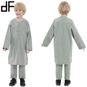 new arrival children fashion clothes 2022 kids clothing two pieces sets slit hem button long shirts kurta with elastic trousers