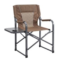 Chaise de Réalisateur Pliante d'Extérieur avec Accoudoirs et Table Latérale, Chaise Portable Inclinable pour Camping, Pêche et Loisirs