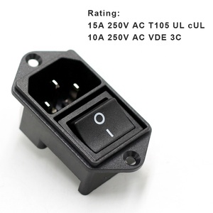 IEC 60320 C14 2-in-1 ổ cắm điện với ON-OFF 15A Rocker chuyển 10A 250V vật liệu đồng cho home & văn phòng phích cắm & ổ cắm - Product Image 3